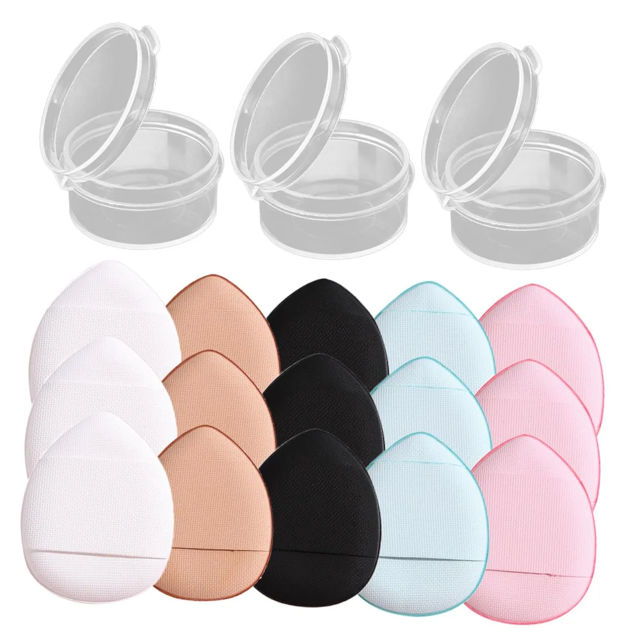 SOIMISS 15Pcs Mini Fingertip Makeup Powder for Women Compact Foundation Applicators for Liquid for Quick Touch Up and Blending Includes Storage Boxes
