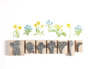 Springtime Flower Rubber Stamps, Wild Flower Stamps, Dandelion Stamp, Forget-me-not stamp, stamp for card making