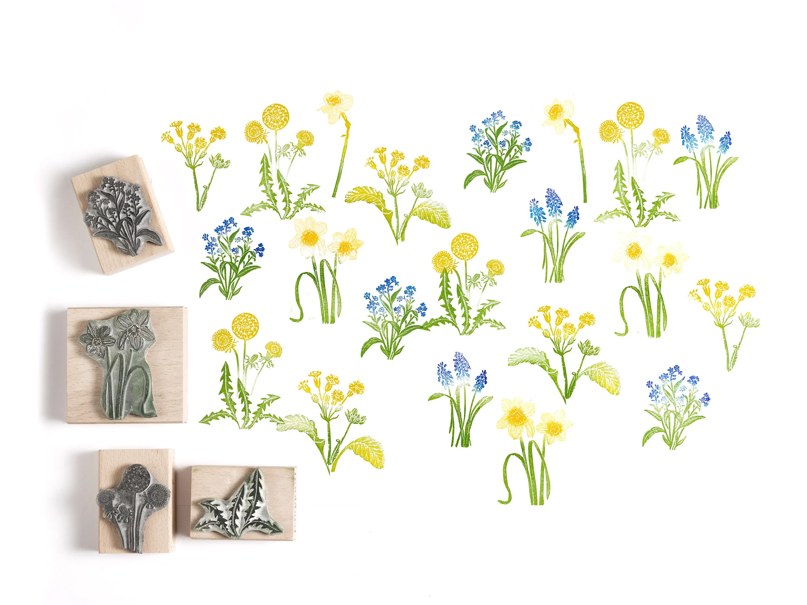 Springtime Flower Rubber Stamps, Wild Flower Stamps, Dandelion Stamp, Forget-me-not stamp, stamp for card making