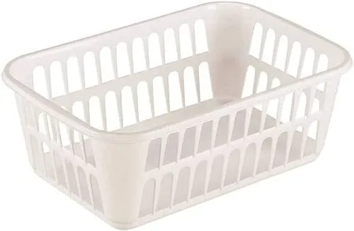Sterilite 16088048 Medium White Plastic Storage Baskets 11-1/4" x 8" x 4-1/4" - Quantity of 6
