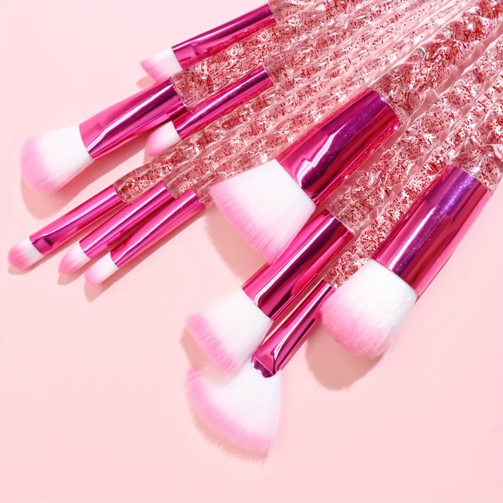 Stylish Glitter Handle Makeup Brush Set