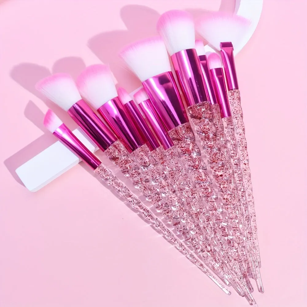 Stylish Glitter Handle Makeup Brush Set