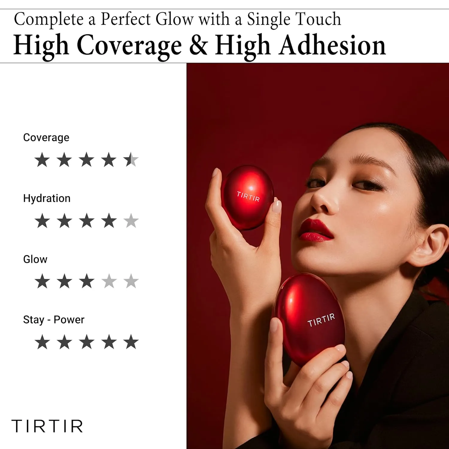TIRTIR [*MINI SIZE   ORIGINAL SIZE*] Mask Fit Red Cushion Foundation 4.5g / 0.15 fl.oz   18g / 0.63oz.