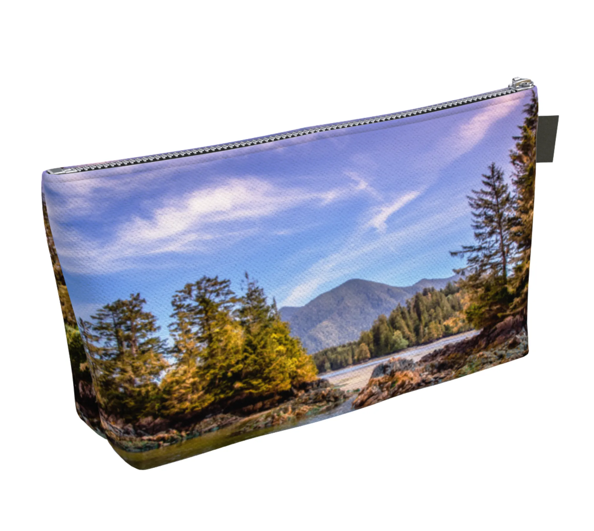 Tofino Inlet Makeup Travel Bag: Scenic Coastal-Inspired Cosmetic Case