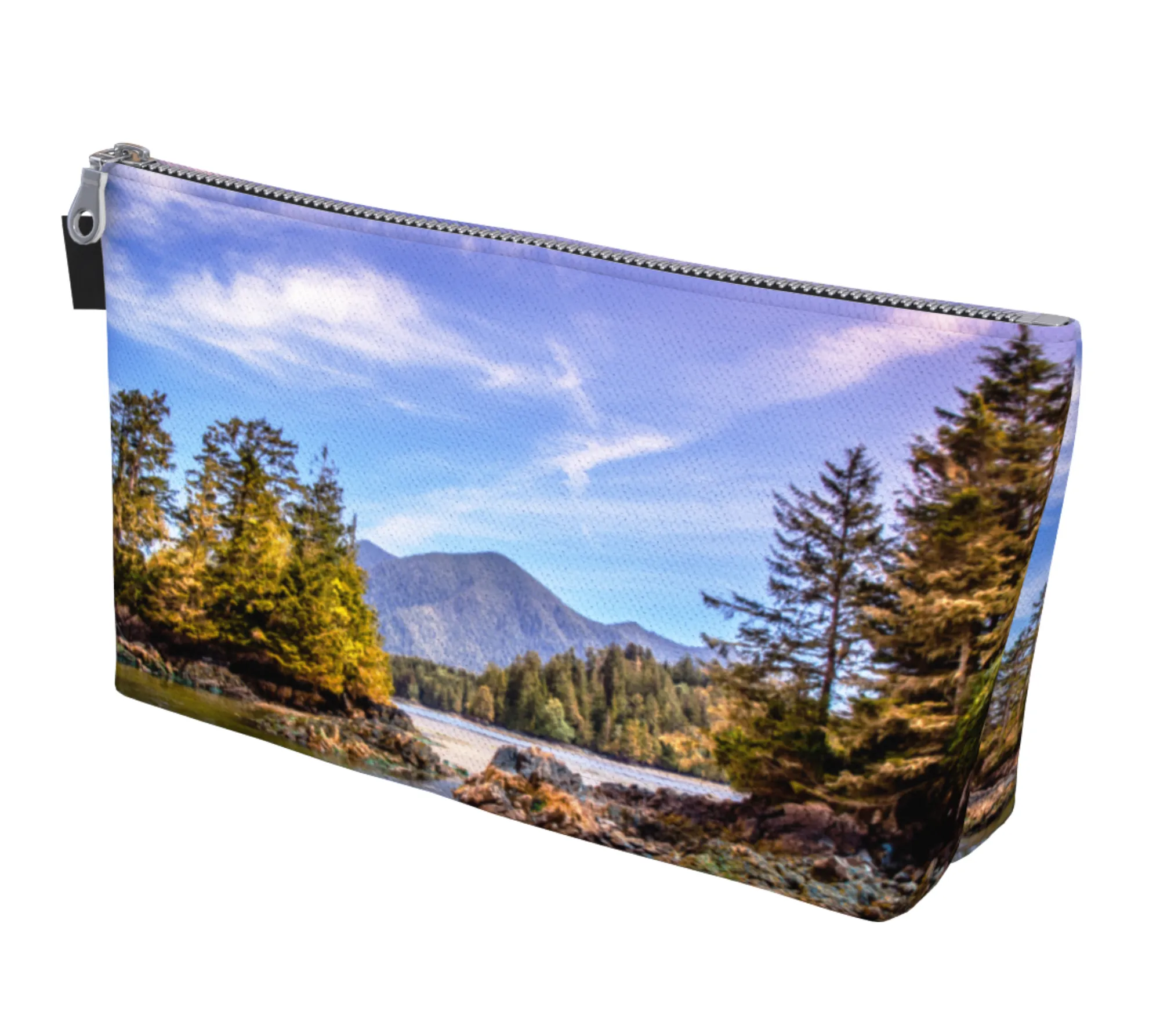 Tofino Inlet Makeup Travel Bag: Scenic Coastal-Inspired Cosmetic Case