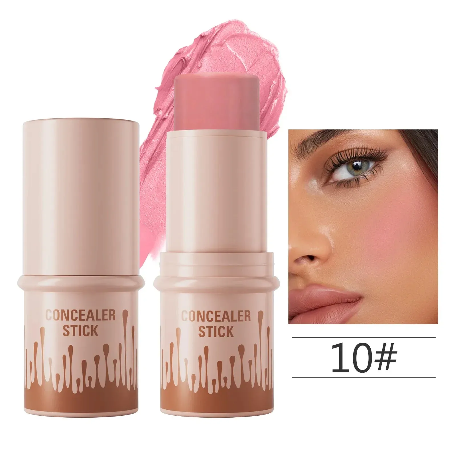 Toleet Christmas Thanksgiving gifts Winter Makeup Ideas Makeup Face Contouring Bronzer Stick Highlighter 2 in 1 Matte Glitter Brightening Silkworm Blusher Rouge Cream Concealer Pen