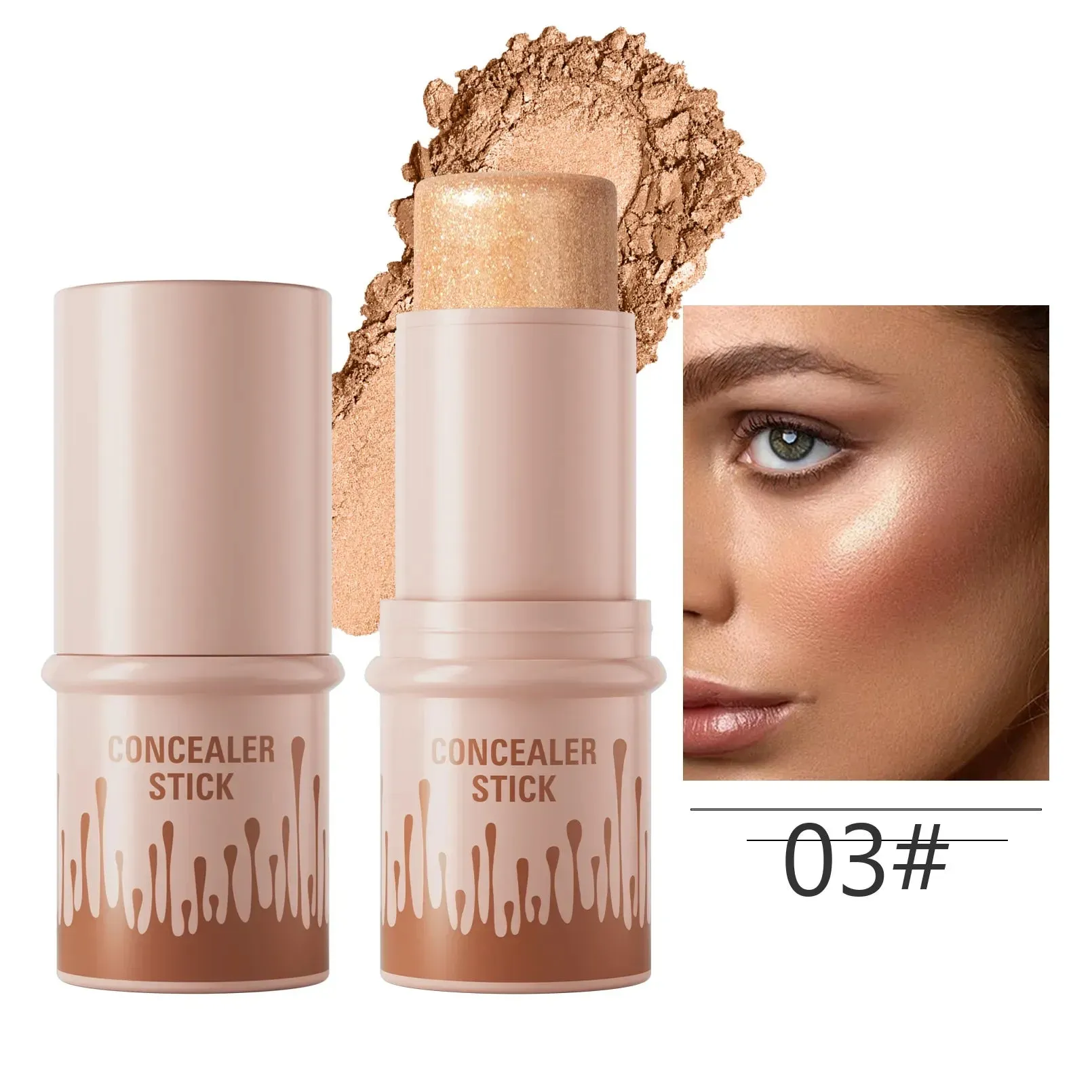 Toleet Christmas Thanksgiving gifts Winter Makeup Ideas Makeup Face Contouring Bronzer Stick Highlighter 2 in 1 Matte Glitter Brightening Silkworm Blusher Rouge Cream Concealer Pen