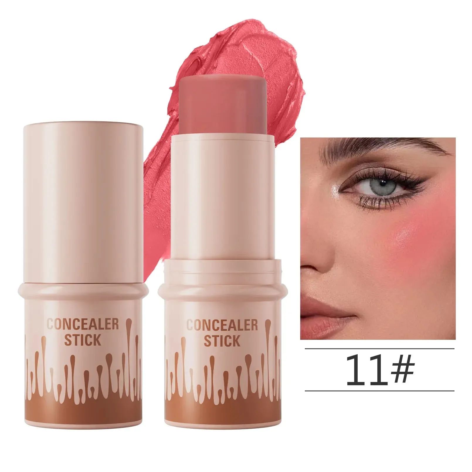 Toleet Christmas Thanksgiving gifts Winter Makeup Ideas Makeup Face Contouring Bronzer Stick Highlighter 2 in 1 Matte Glitter Brightening Silkworm Blusher Rouge Cream Concealer Pen