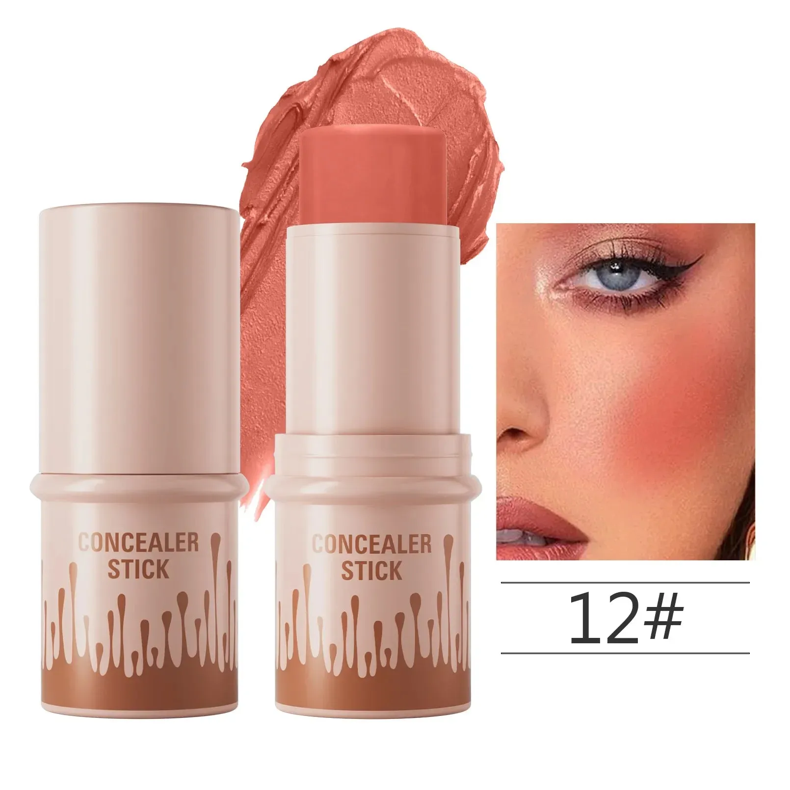Toleet Christmas Thanksgiving gifts Winter Makeup Ideas Makeup Face Contouring Bronzer Stick Highlighter 2 in 1 Matte Glitter Brightening Silkworm Blusher Rouge Cream Concealer Pen
