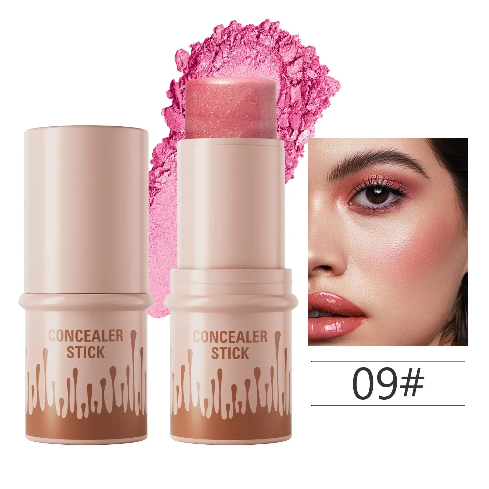 Toleet Christmas Thanksgiving gifts Winter Makeup Ideas Makeup Face Contouring Bronzer Stick Highlighter 2 in 1 Matte Glitter Brightening Silkworm Blusher Rouge Cream Concealer Pen