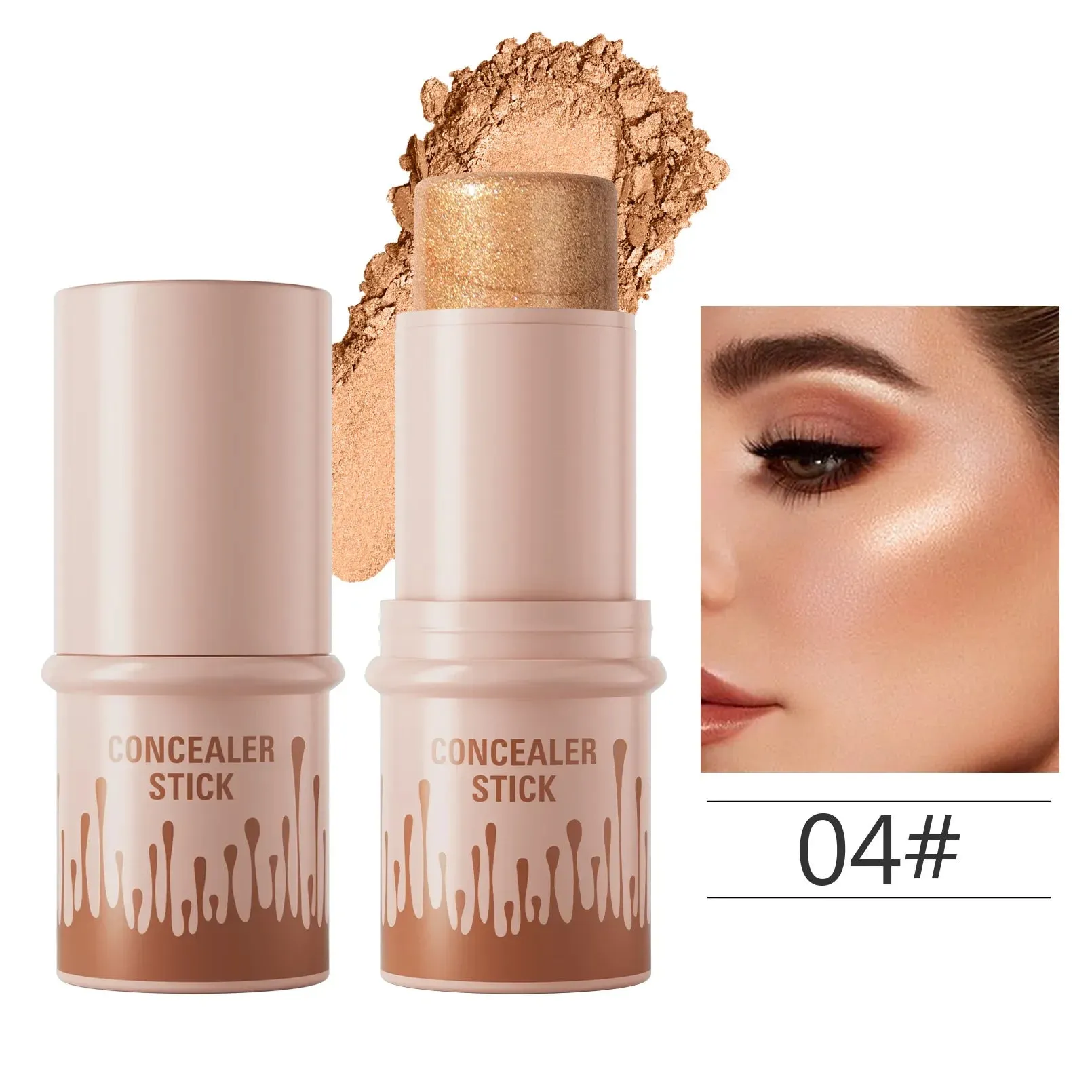 Toleet Christmas Thanksgiving gifts Winter Makeup Ideas Makeup Face Contouring Bronzer Stick Highlighter 2 in 1 Matte Glitter Brightening Silkworm Blusher Rouge Cream Concealer Pen
