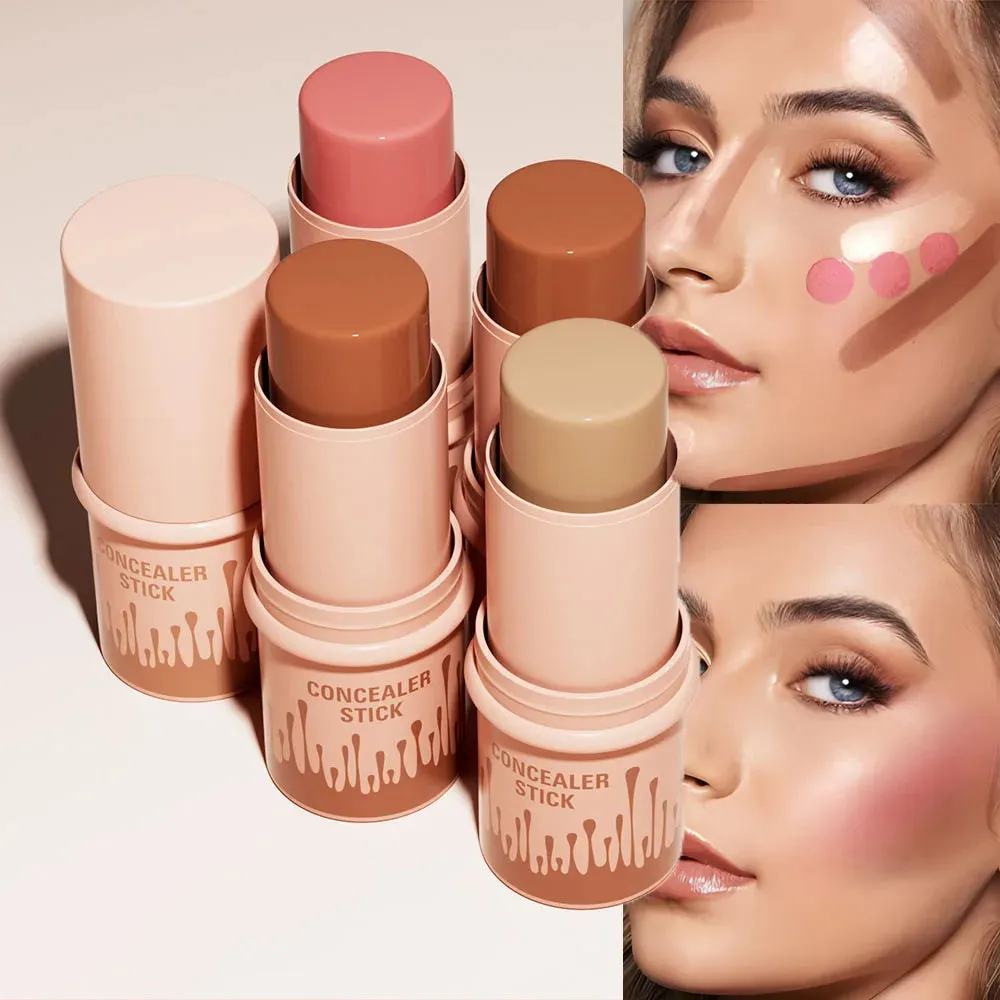 Toleet Christmas Thanksgiving gifts Winter Makeup Ideas Makeup Face Contouring Bronzer Stick Highlighter 2 in 1 Matte Glitter Brightening Silkworm Blusher Rouge Cream Concealer Pen
