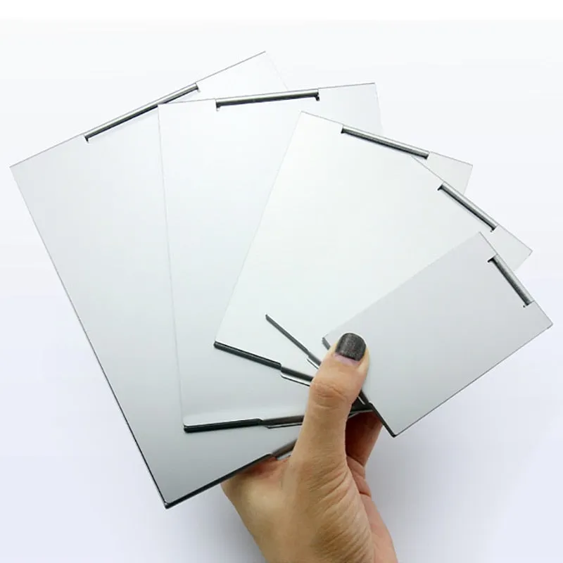 Ultra-thin Cosmetic Mirror 5 Sizes Make Up Pocket Silver Rectangle Foldable Compact Makeup Mirrors