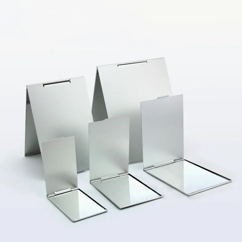 Ultra-thin Cosmetic Mirror 5 Sizes Make Up Pocket Silver Rectangle Foldable Compact Makeup Mirrors