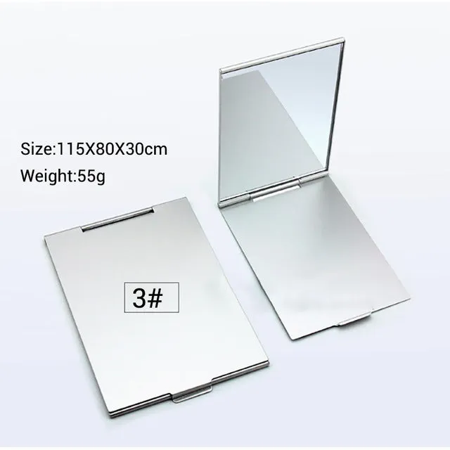 Ultra-thin Cosmetic Mirror 5 Sizes Make Up Pocket Silver Rectangle Foldable Compact Makeup Mirrors