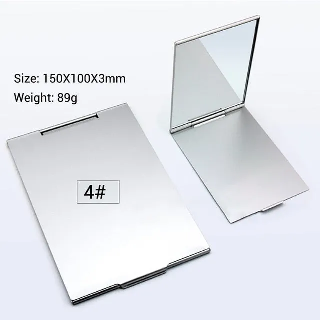 Ultra-thin Cosmetic Mirror 5 Sizes Make Up Pocket Silver Rectangle Foldable Compact Makeup Mirrors