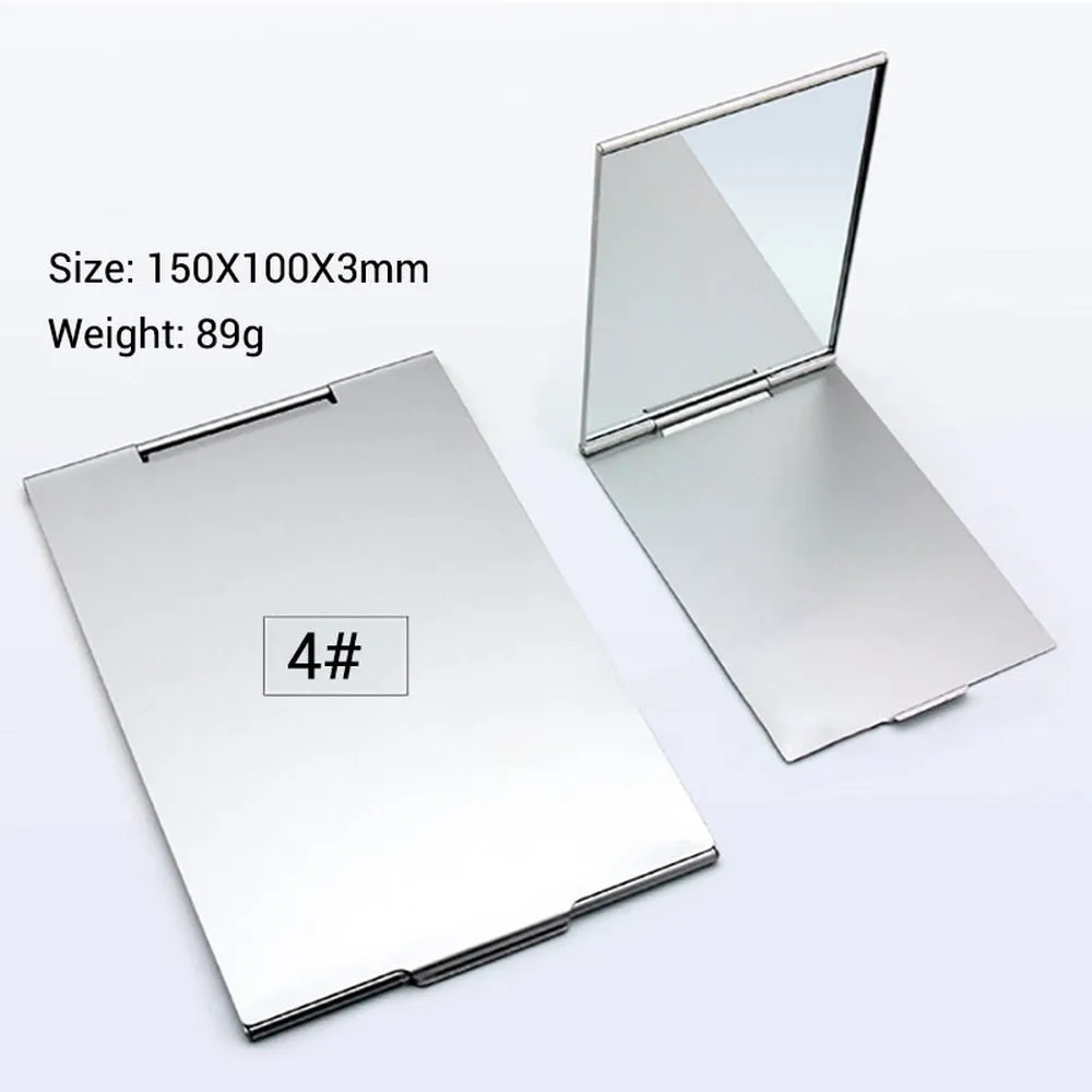 Ultra-thin Cosmetic Mirror 5 Sizes Make Up Pocket Silver Rectangle Foldable Compact Makeup Mirrors