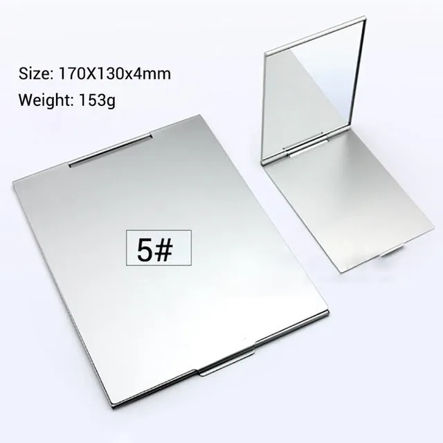 Ultra-thin Cosmetic Mirror 5 Sizes Make Up Pocket Silver Rectangle Foldable Compact Makeup Mirrors