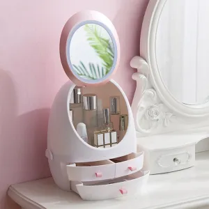 USB Makeup Storage Box with LED Light Cosmetic Skin Care Products Drawers Holder Portable Organizer Container
