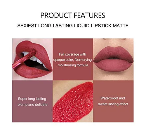 VERONNI Lipstick Lip Pencil Set Matte Liquid Lipstick with Lip Liner Lip Contour kit Waterproof Long Lasting Lip Gloss with 10 Colors Nonstick Cup Lip Stick Set (#04)