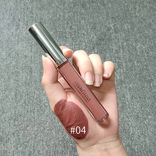 VERONNI Lipstick Lip Pencil Set Matte Liquid Lipstick with Lip Liner Lip Contour kit Waterproof Long Lasting Lip Gloss with 10 Colors Nonstick Cup Lip Stick Set (#04)