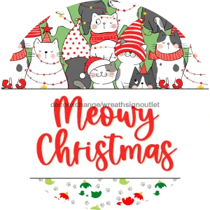 Vinyl Decal, Christmas Vinyl Decal, Cat Vinyl Decal, DECOE-2396, Sign For Wreath, Round Sign, 10" Vinyl Decal
