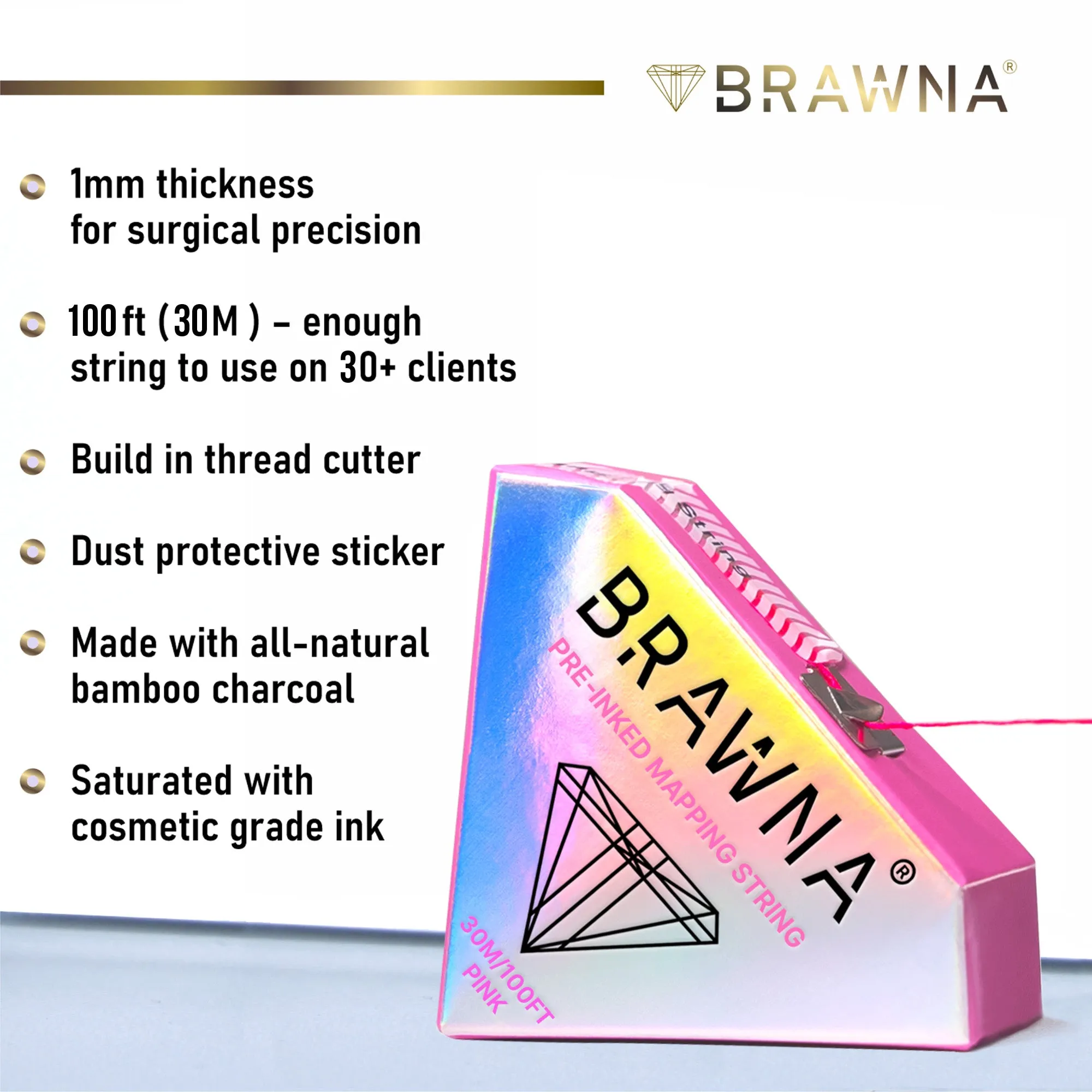 White and Pink Mapping String for Brows and Lips Measuring - 4 Pack