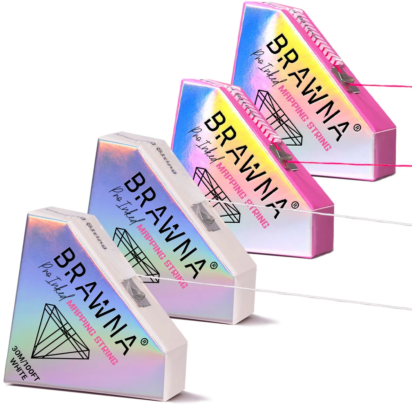 White and Pink Mapping String for Brows and Lips Measuring - 4 Pack