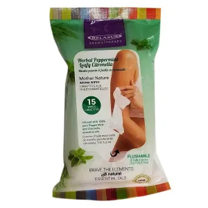 Wholesale Peppermint and Leafy Citronella Facial Cleansing Wipes - Displayer of 12