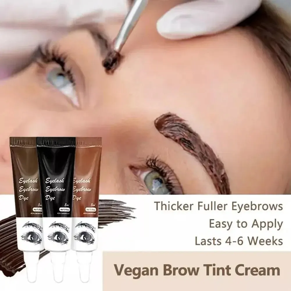 Yeknu 15-Minute Fast Henna Eyelash Eyebrow Dye Tint Professional Easy Dye Gel Eyelash Brown Black Color Tint Cream Kit Eyebrows Suit