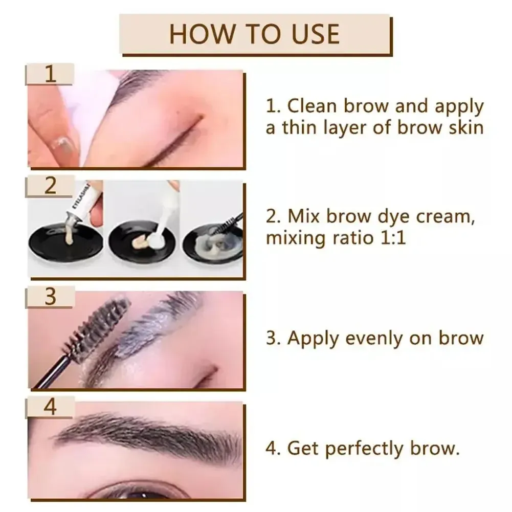 Yeknu 15-Minute Fast Henna Eyelash Eyebrow Dye Tint Professional Easy Dye Gel Eyelash Brown Black Color Tint Cream Kit Eyebrows Suit