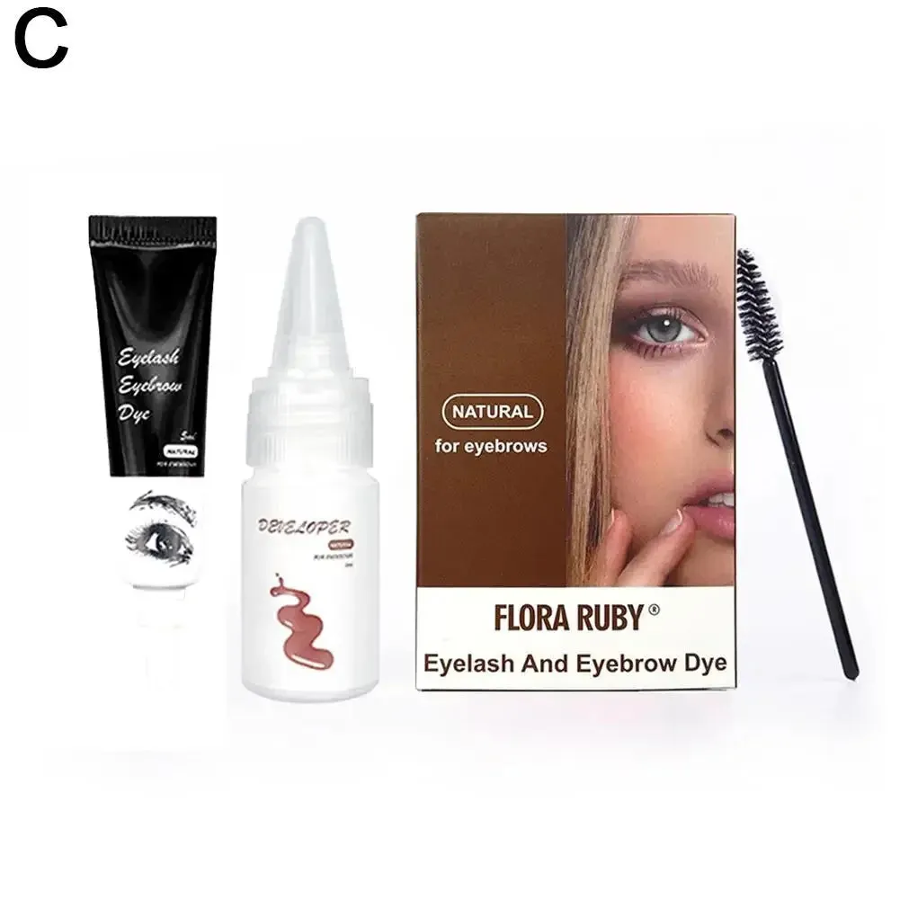 Yeknu 15-Minute Fast Henna Eyelash Eyebrow Dye Tint Professional Easy Dye Gel Eyelash Brown Black Color Tint Cream Kit Eyebrows Suit