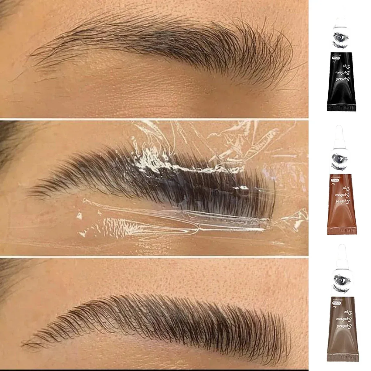 Yeknu 15-Minute Fast Henna Eyelash Eyebrow Dye Tint Professional Easy Dye Gel Eyelash Brown Black Color Tint Cream Kit Eyebrows Suit