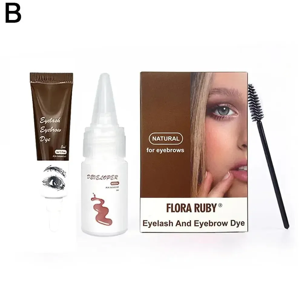Yeknu 15-Minute Fast Henna Eyelash Eyebrow Dye Tint Professional Easy Dye Gel Eyelash Brown Black Color Tint Cream Kit Eyebrows Suit