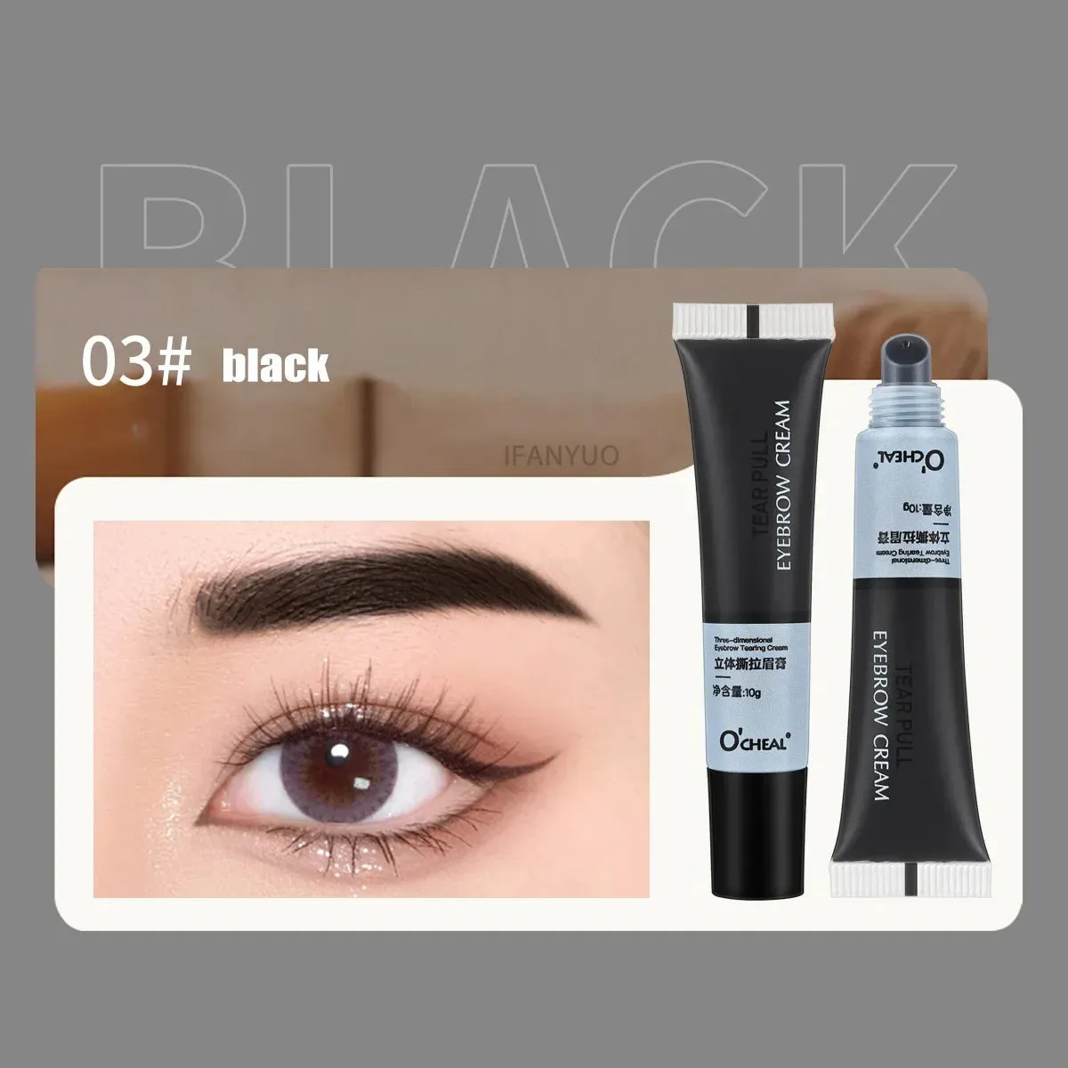 Yeknu 15-Minute Fast Henna Eyelash Eyebrow Dye Tint Professional Easy Dye Gel Eyelash Brown Black Color Tint Cream Kit Eyebrows Suit