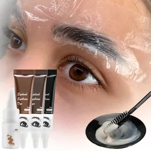 Yeknu 15-Minute Fast Henna Eyelash Eyebrow Dye Tint Professional Easy Dye Gel Eyelash Brown Black Color Tint Cream Kit Eyebrows Suit