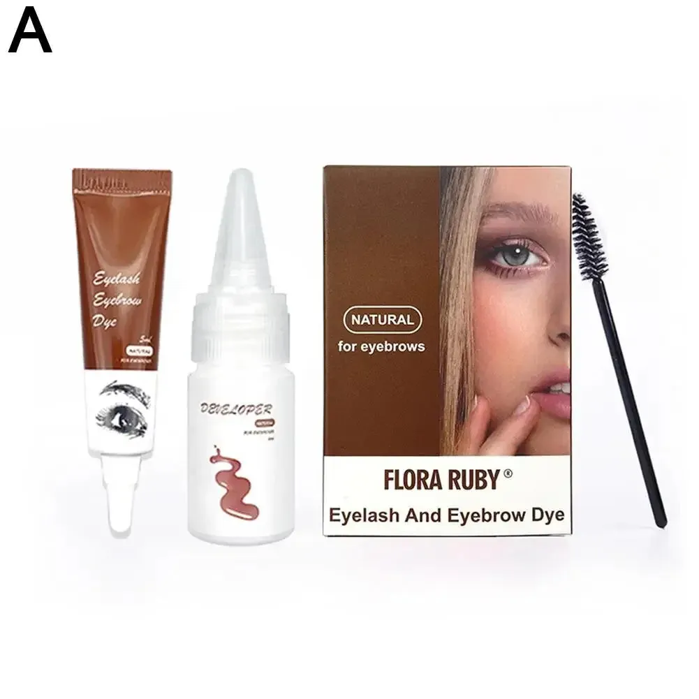Yeknu 15-Minute Fast Henna Eyelash Eyebrow Dye Tint Professional Easy Dye Gel Eyelash Brown Black Color Tint Cream Kit Eyebrows Suit
