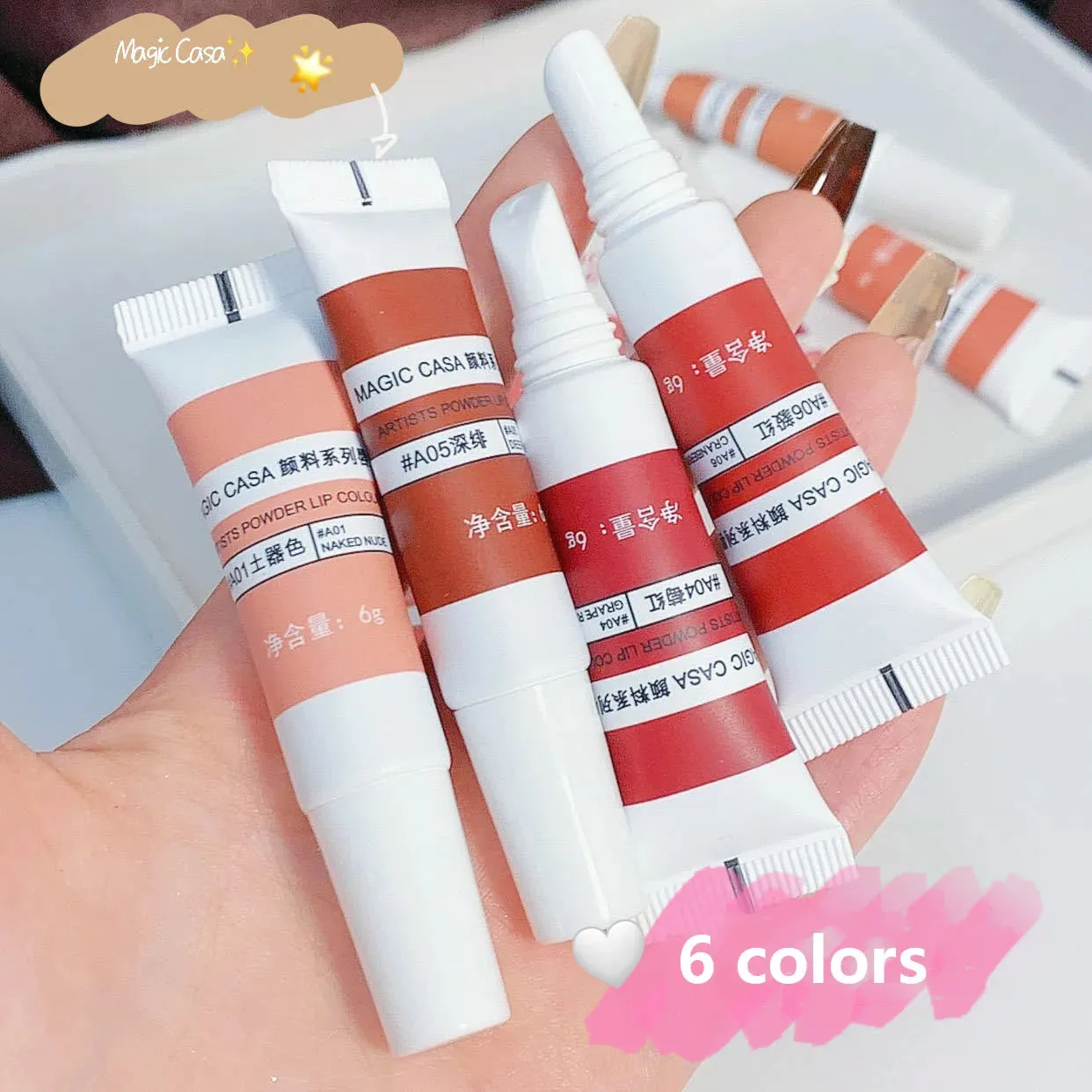 Yeknu 6 Colors Lip Mud Lipstick Velvet Matte Liquid Lipstick Waterproof Nude Lip Gloss Long Lasting Sexy Women Lip Tint Cosmetics